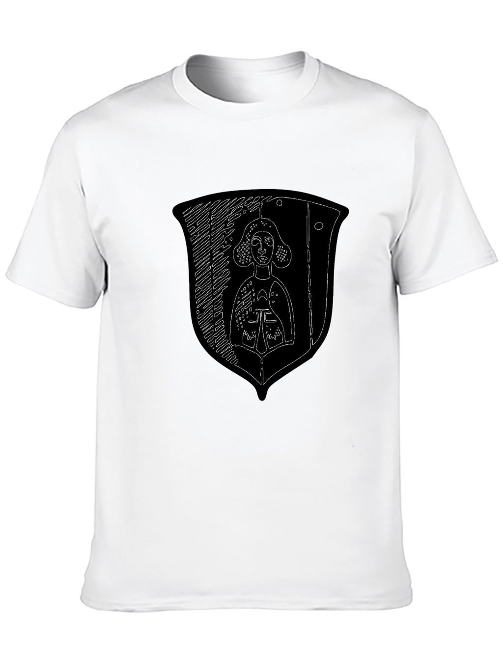 Medieval Knight Shield Graphic Tee - Black Cotton Shirt