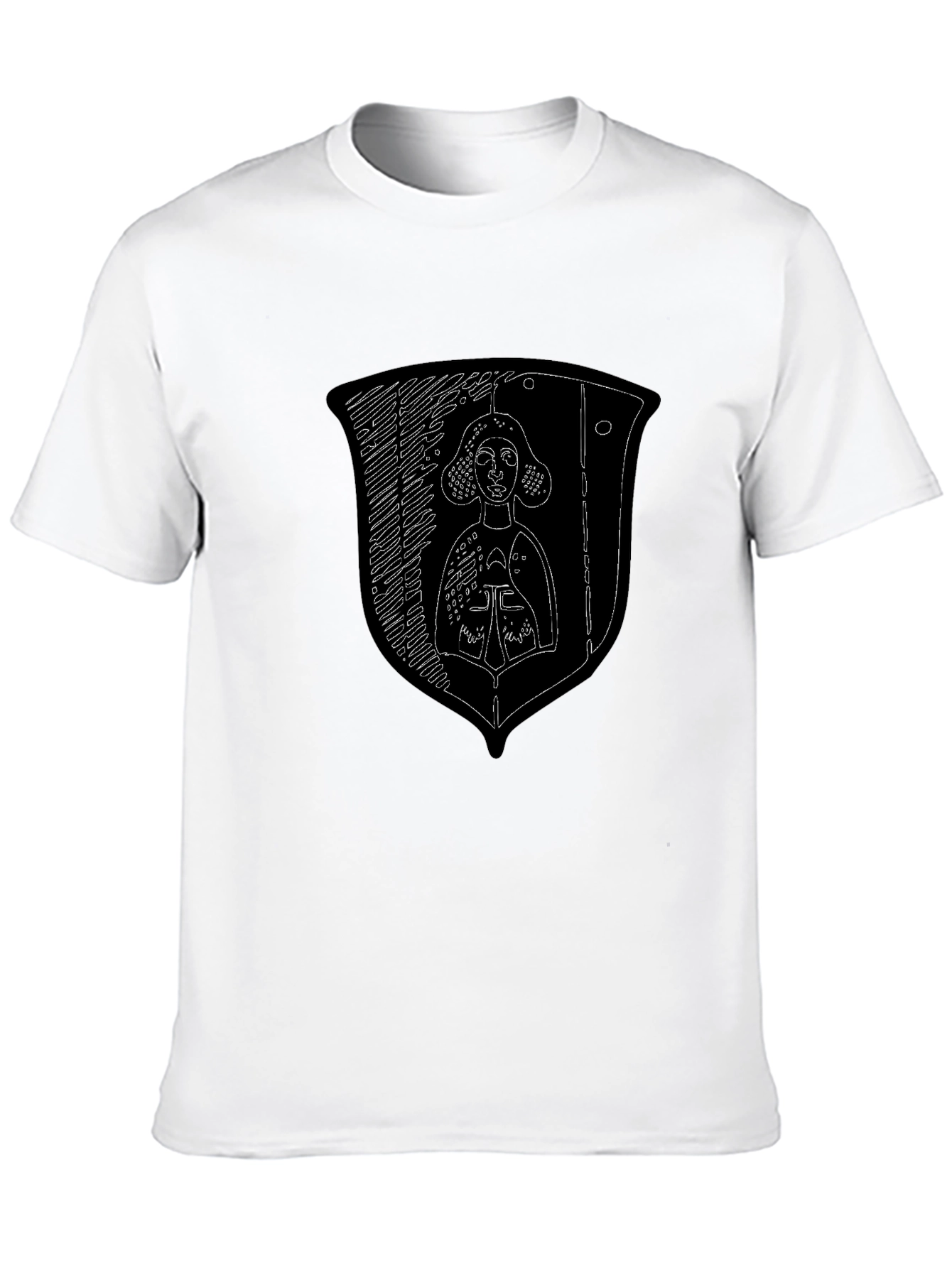 Medieval Knight Shield Graphic Tee - Black Cotton Shirt