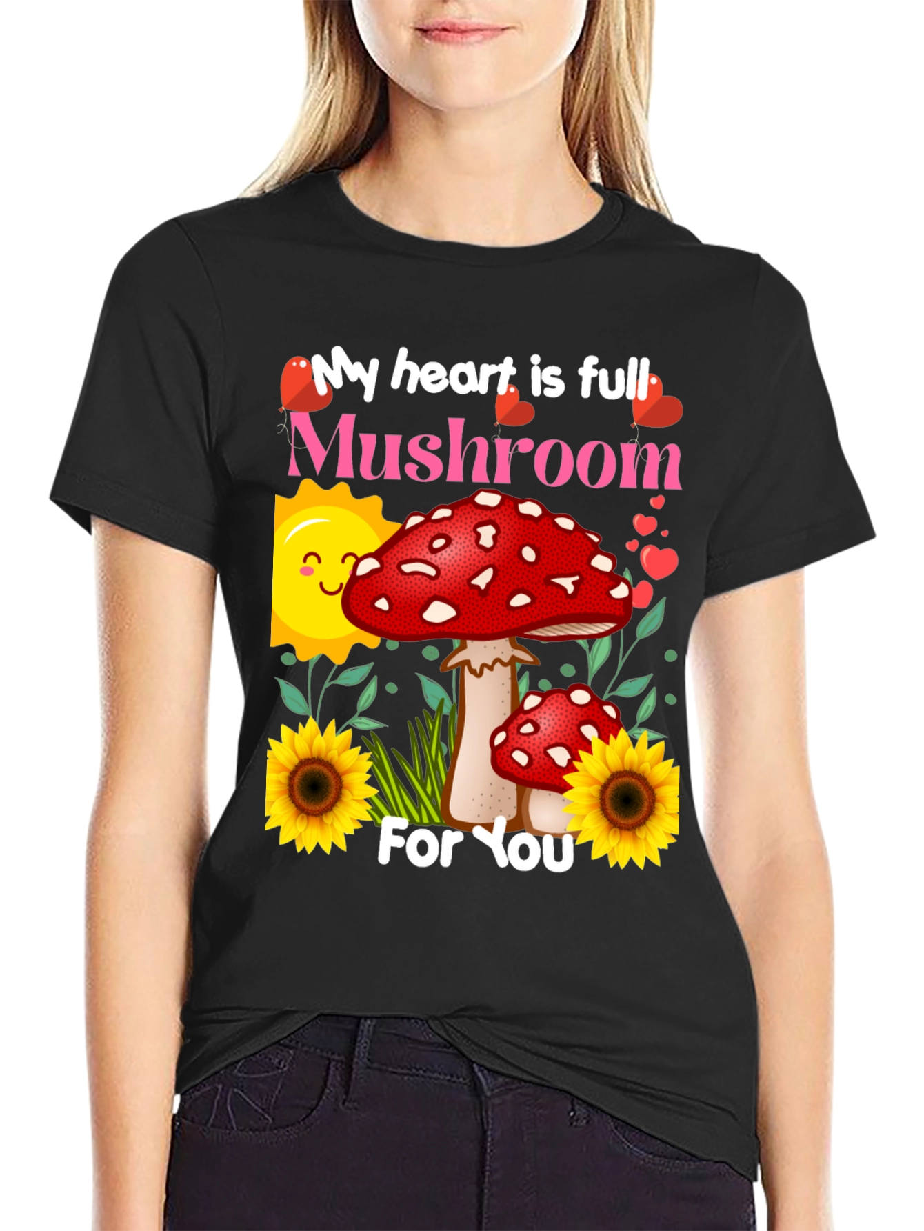 Mushroom Lover T-Shirt - Heart Full For You Design