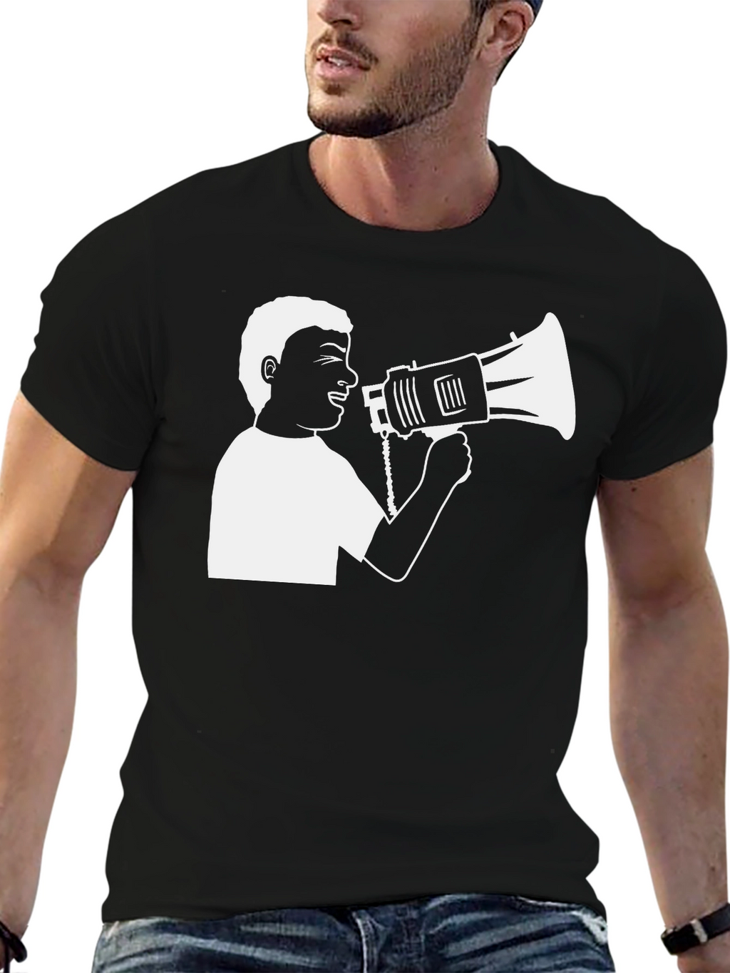 Megaphone Graphic T-Shirt - Black