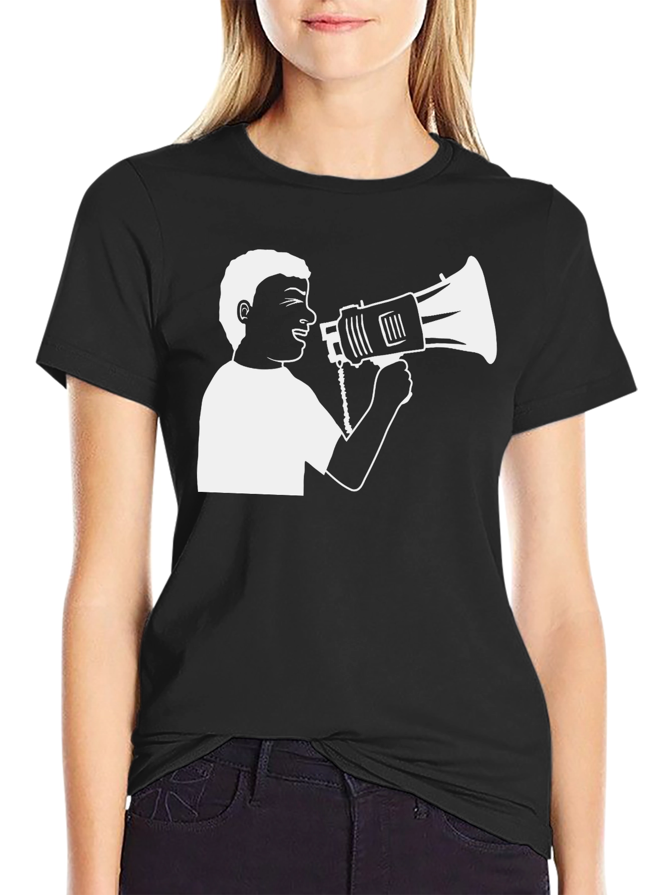 Megaphone Graphic T-Shirt - Black