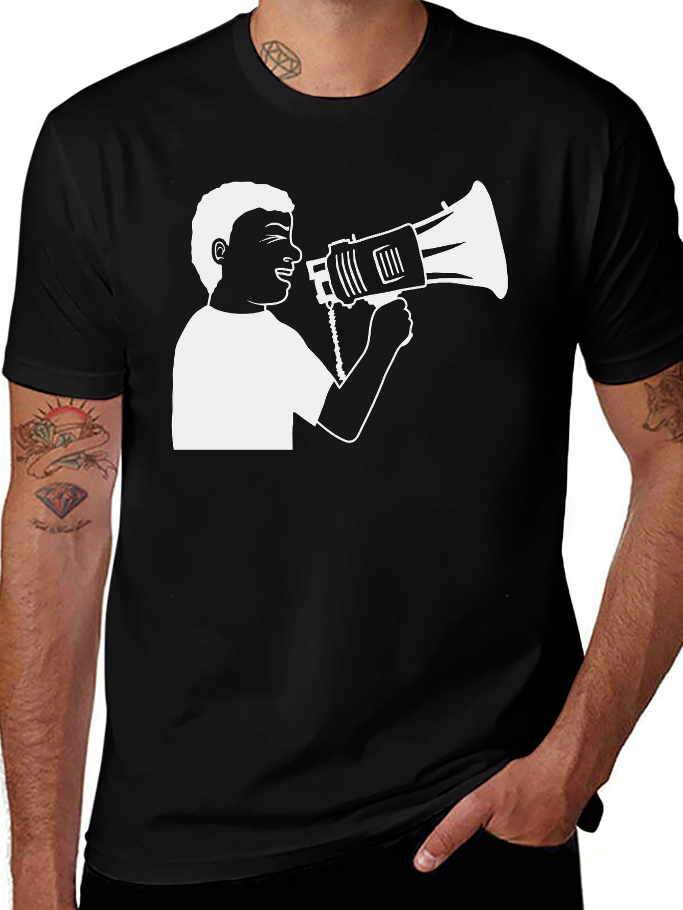 Megaphone Graphic T-Shirt - Black