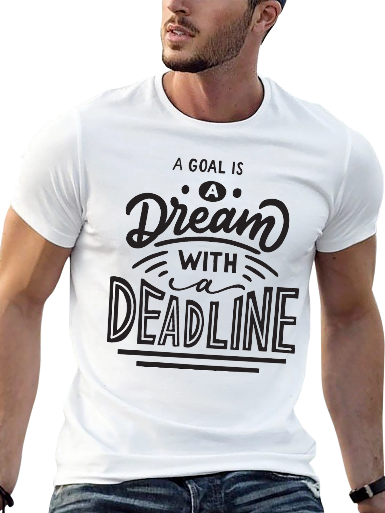 Goal Dream Deadline Black Graphic Tee