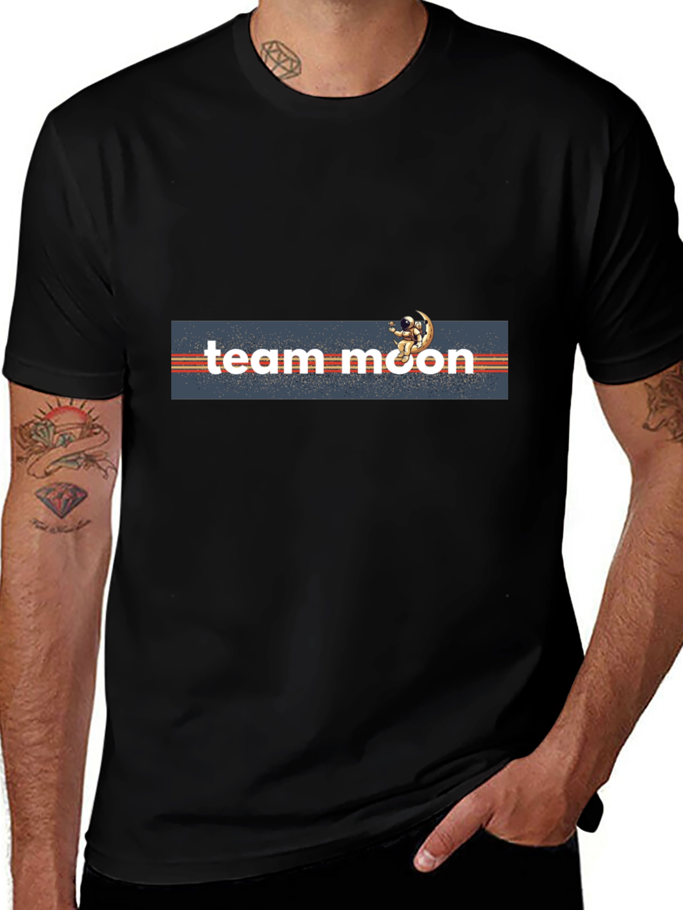 Team Moon Black T-Shirt - Astronaut Design