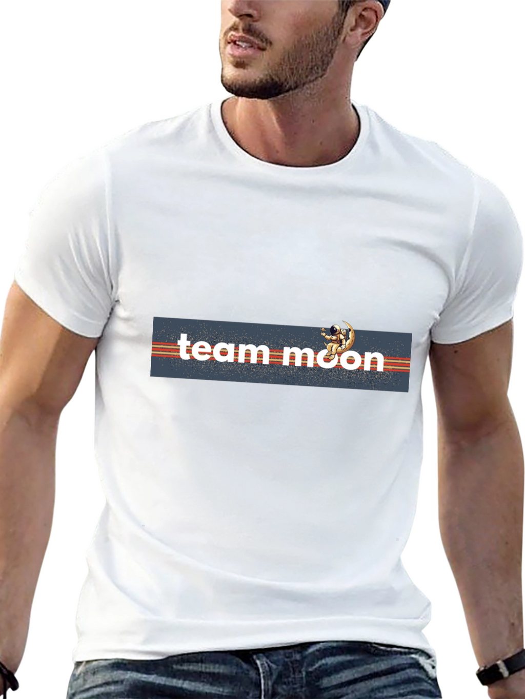 Team Moon Black T-Shirt - Astronaut Design