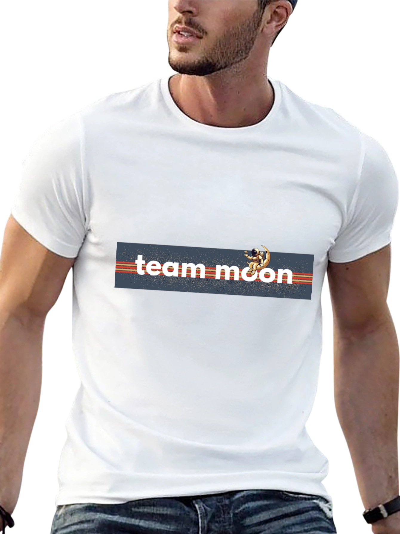Team Moon Black T-Shirt - Astronaut Design