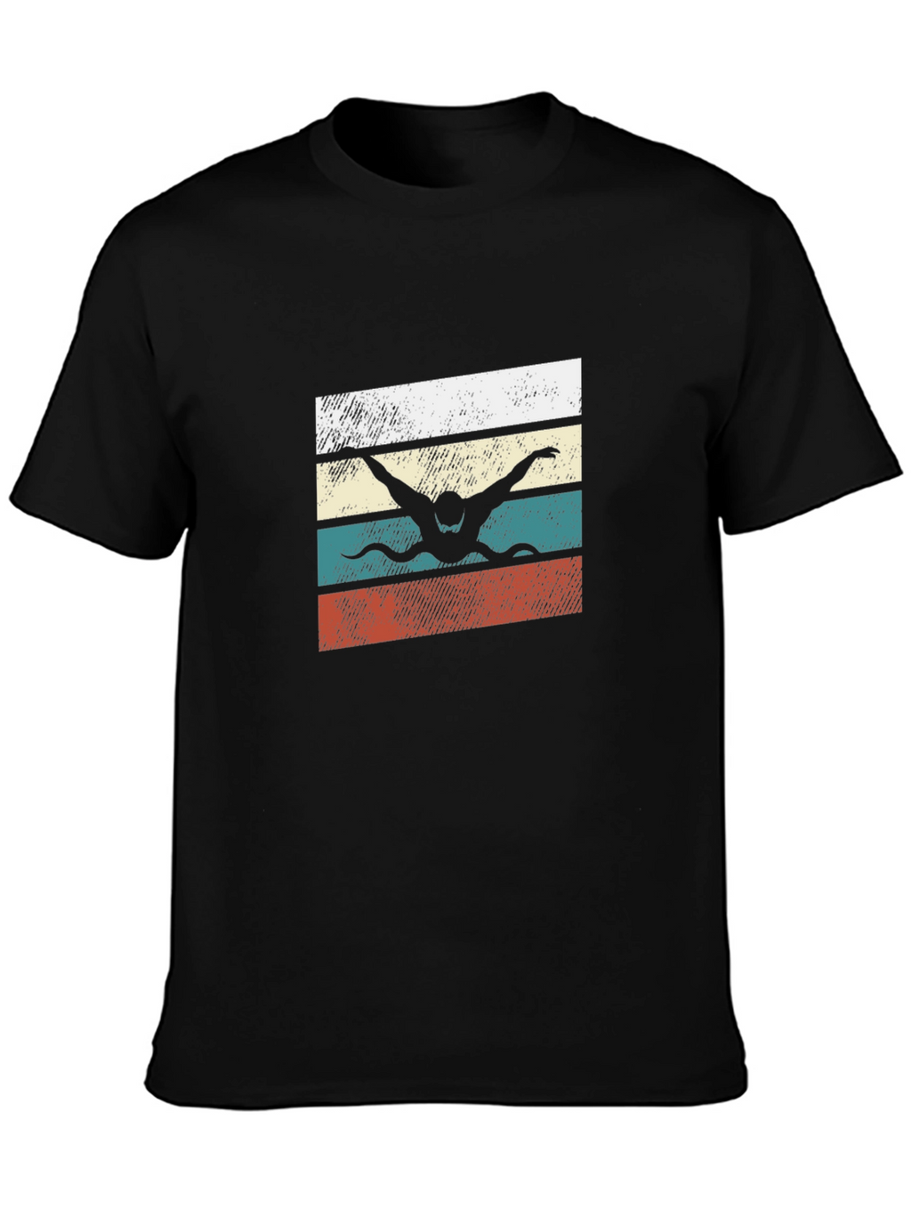 Retro Swimmer Graphic Tee - Black