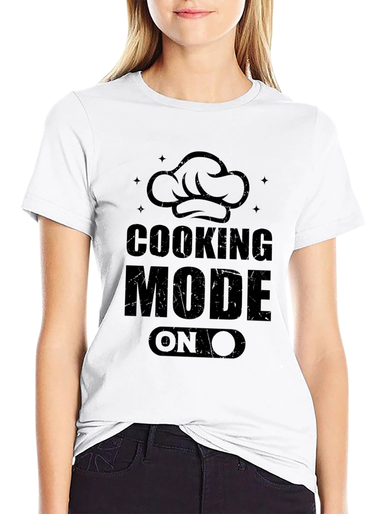 Cooking Mode ON Black Graphic T-Shirt