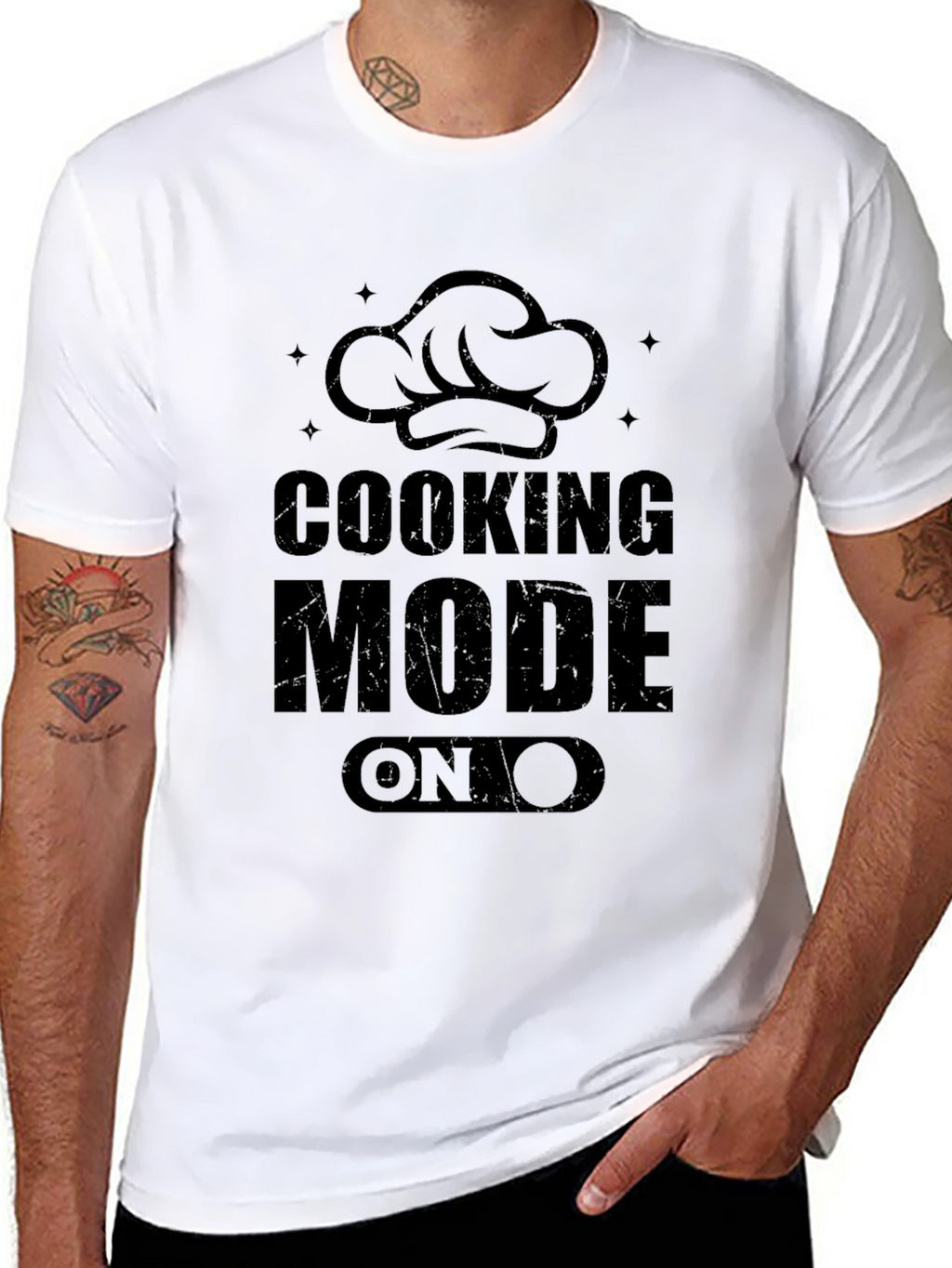 Cooking Mode ON Black Graphic T-Shirt