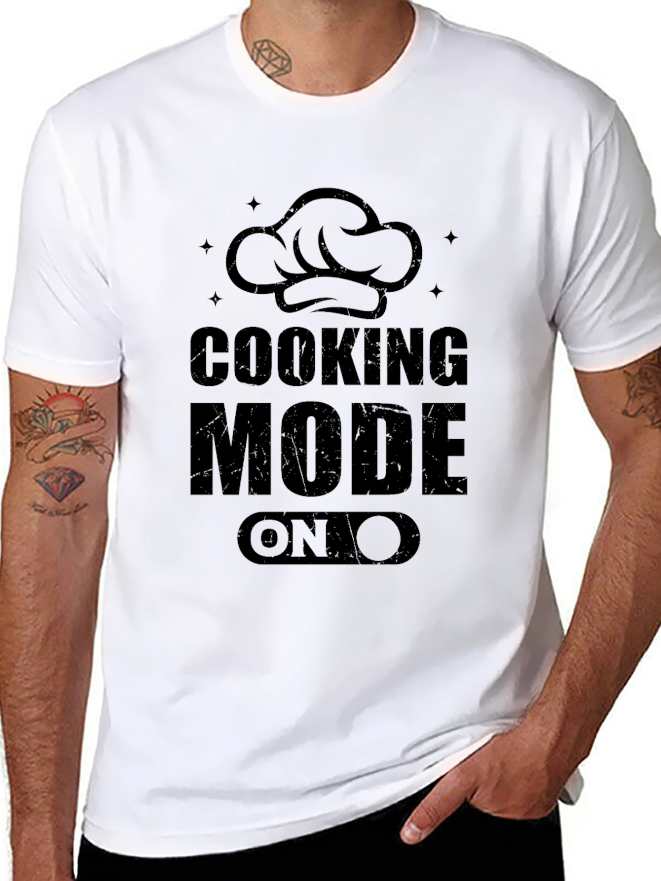 Cooking Mode ON Black Graphic T-Shirt