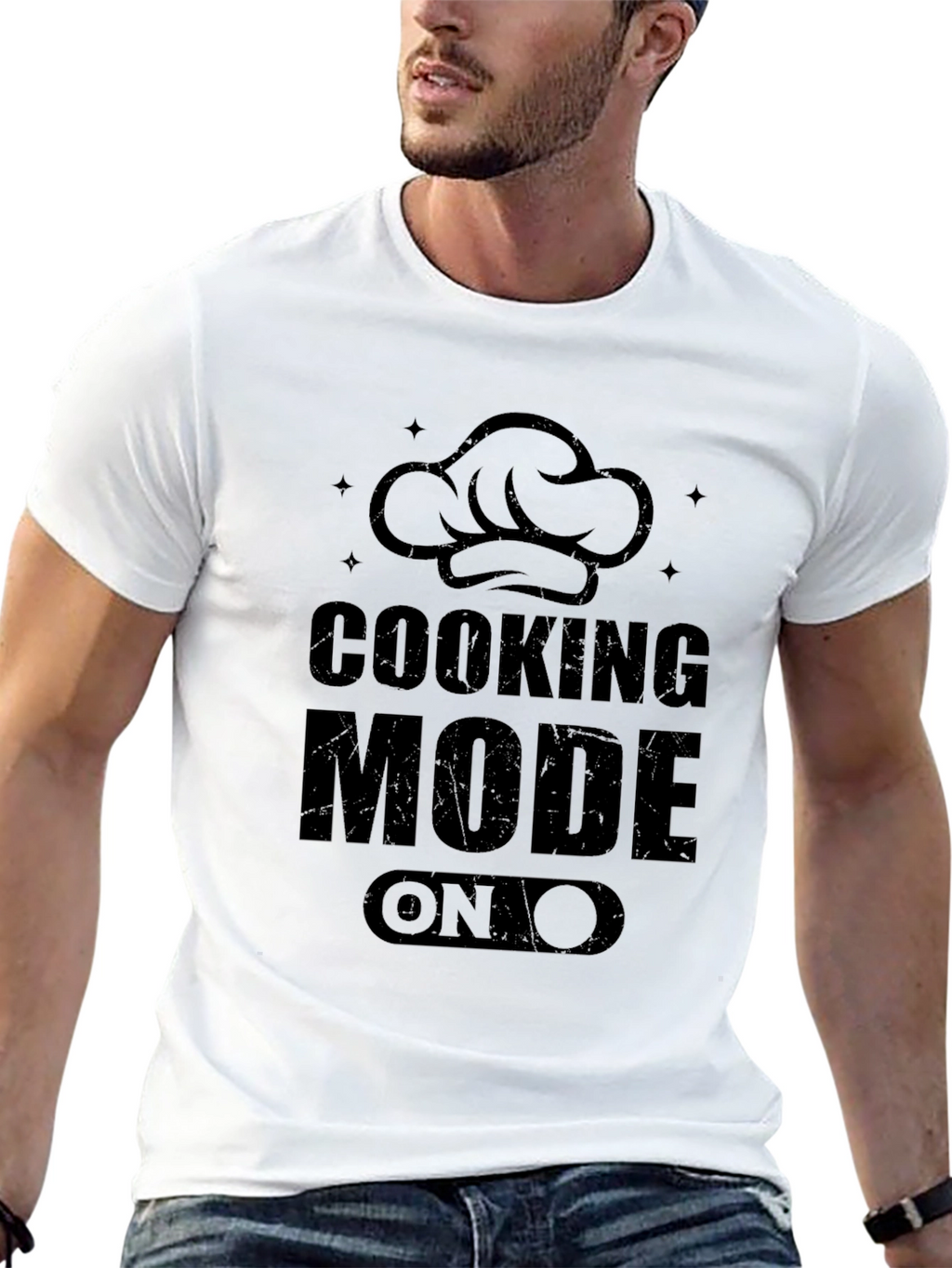 Cooking Mode ON Black Graphic T-Shirt