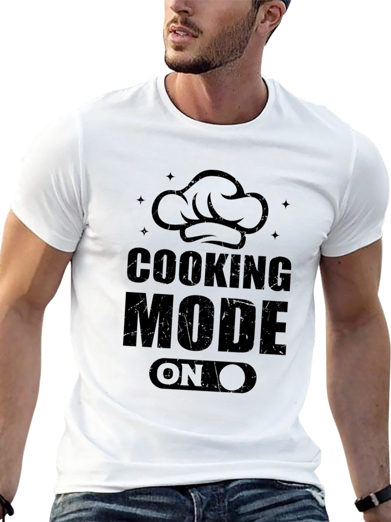 Cooking Mode ON Black Graphic T-Shirt