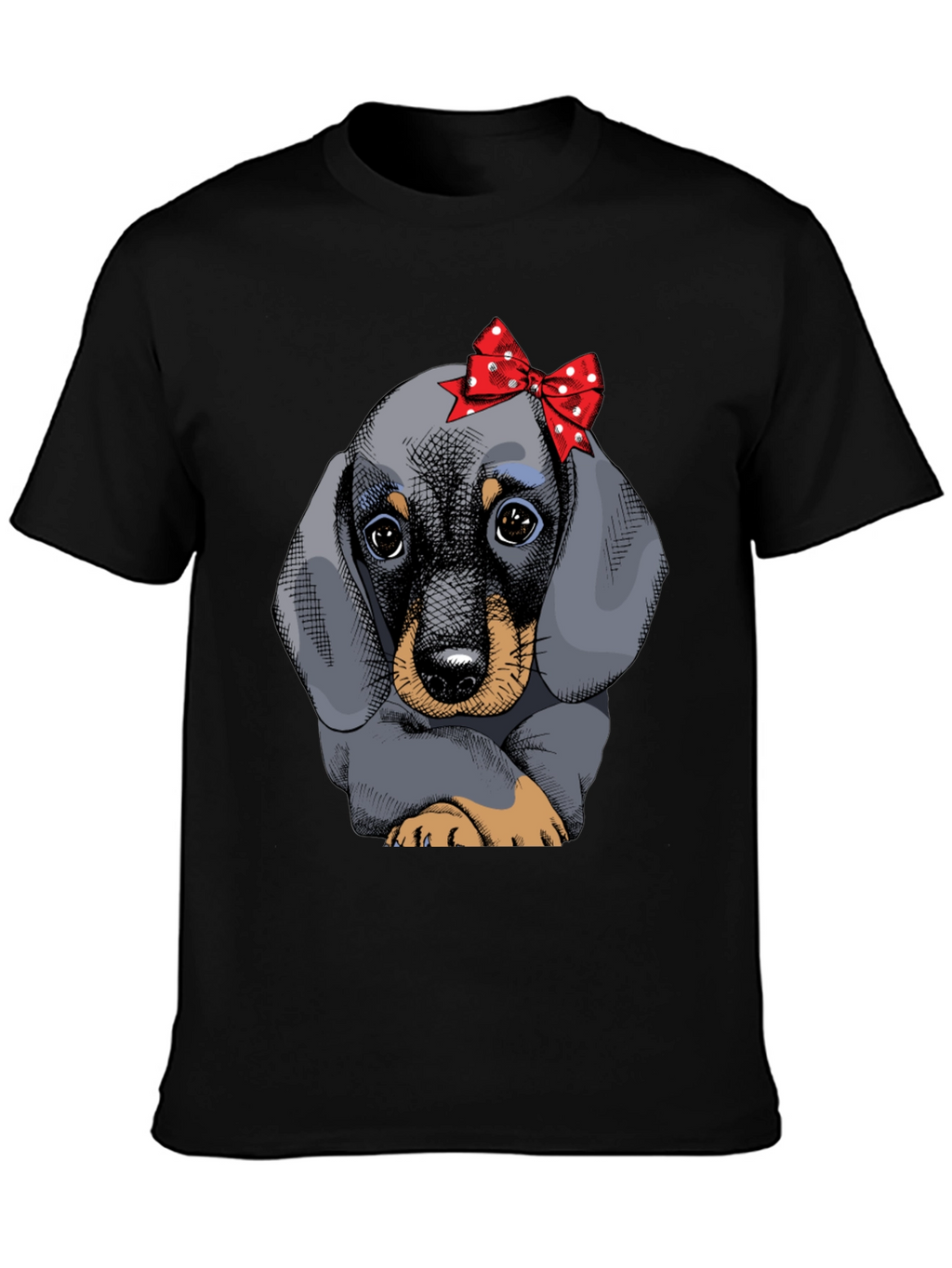 Dachshund Puppy Bow T-Shirt Cute Dog Graphic Tee