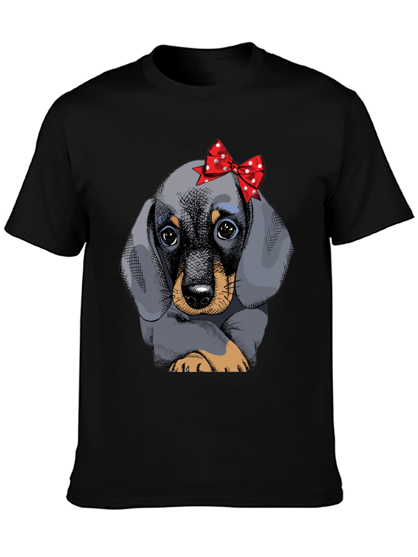 Dachshund Puppy Bow T-Shirt Cute Dog Graphic Tee
