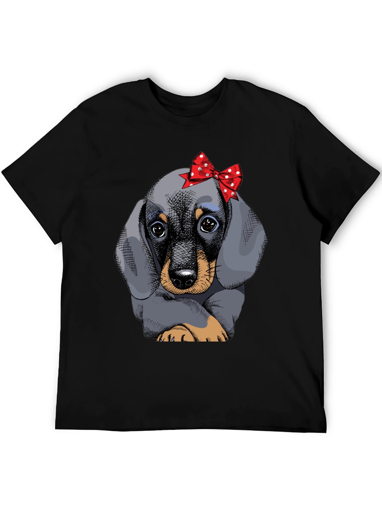 Dachshund Puppy Bow T-Shirt Cute Dog Graphic Tee