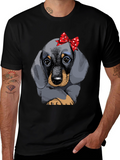 Dachshund Puppy Bow T-Shirt Cute Dog Graphic Tee