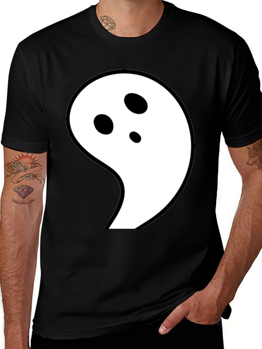 Ghost Graphic Black T-Shirt - Fun Halloween Tee