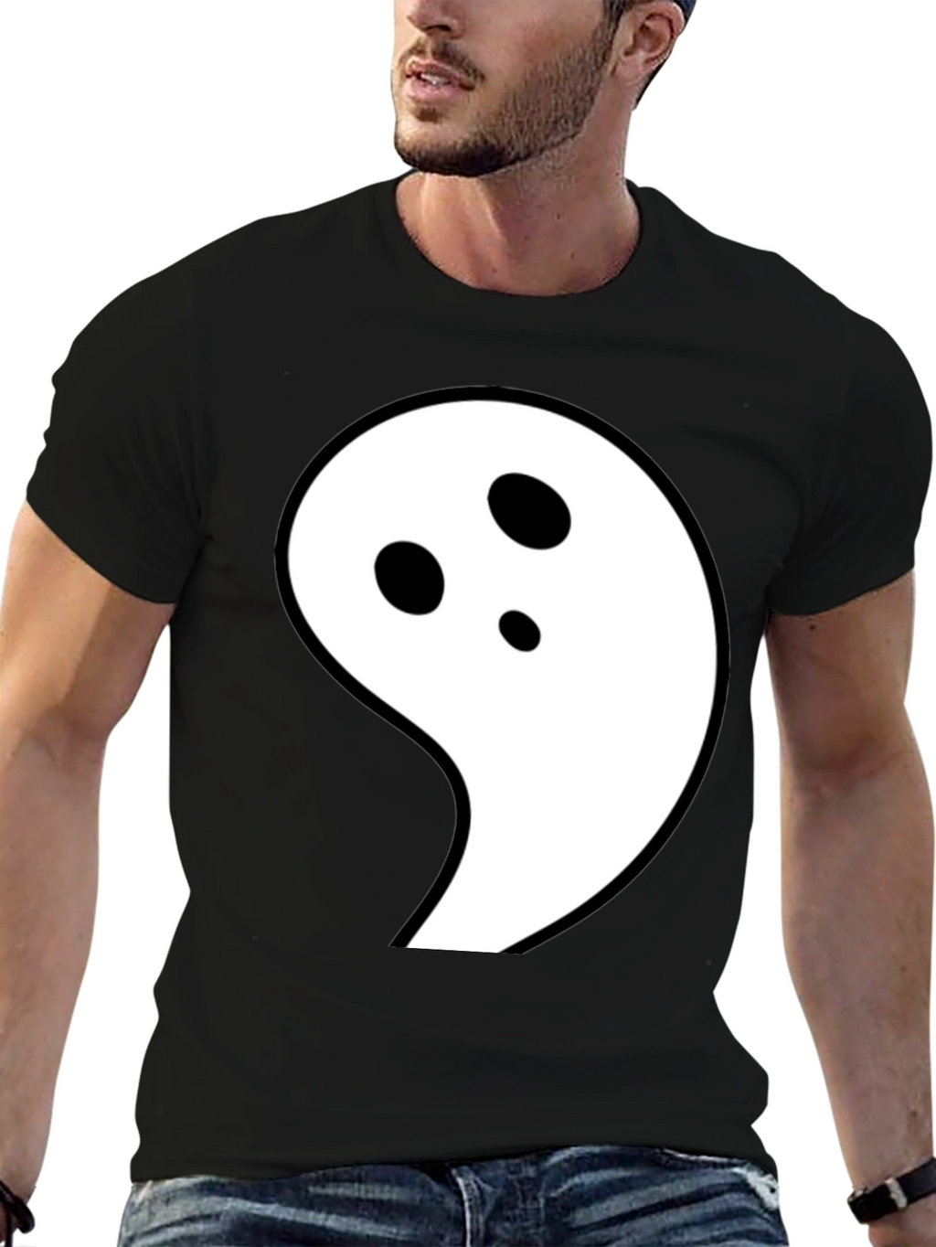Ghost Graphic Black T-Shirt - Fun Halloween Tee