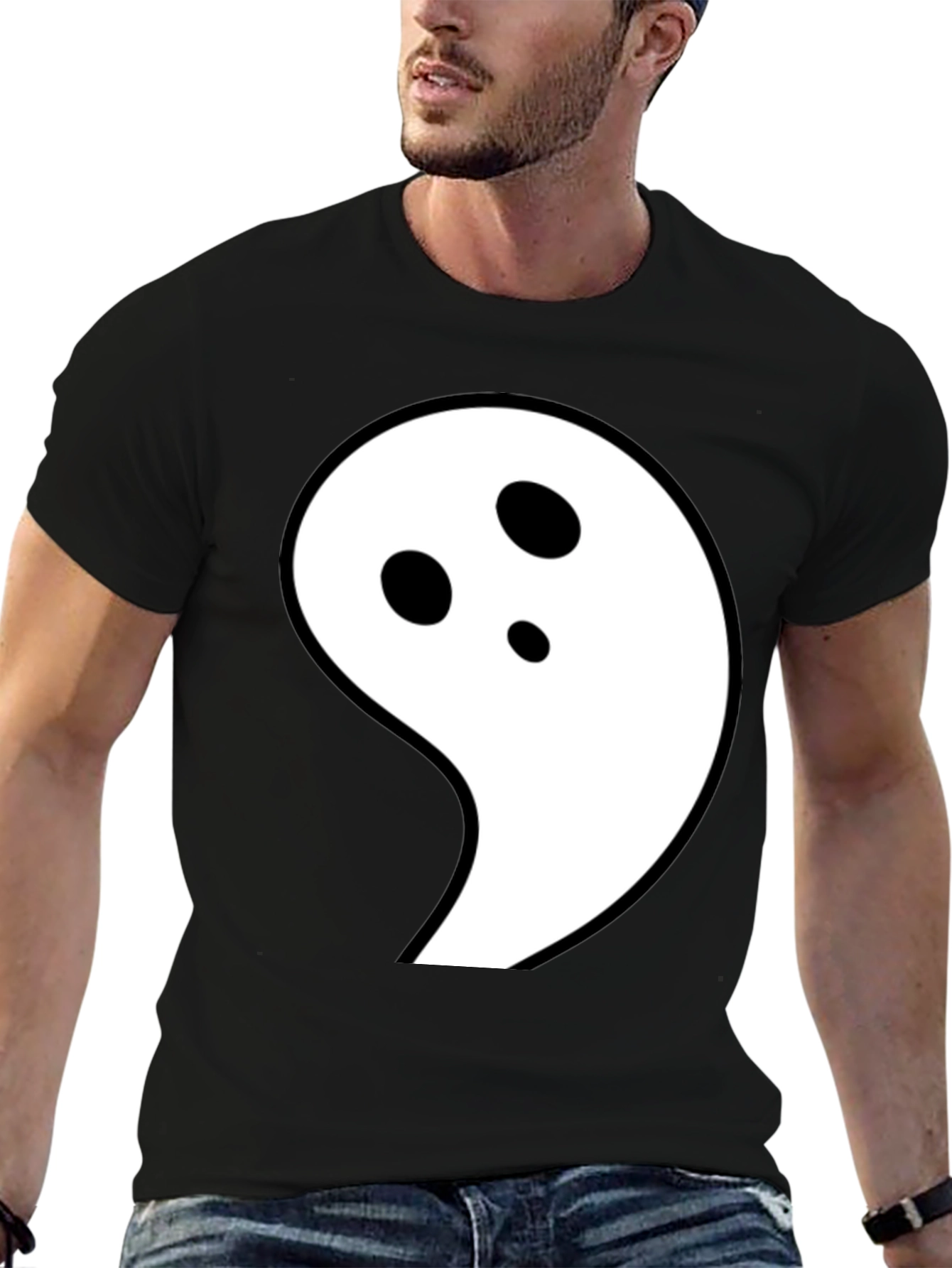 Ghost Graphic Black T-Shirt - Fun Halloween Tee