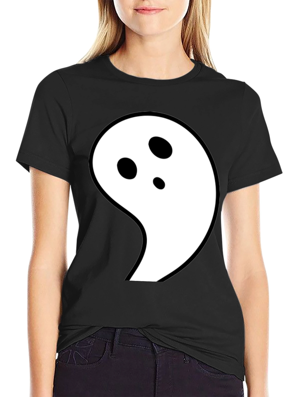 Ghost Graphic Black T-Shirt - Fun Halloween Tee