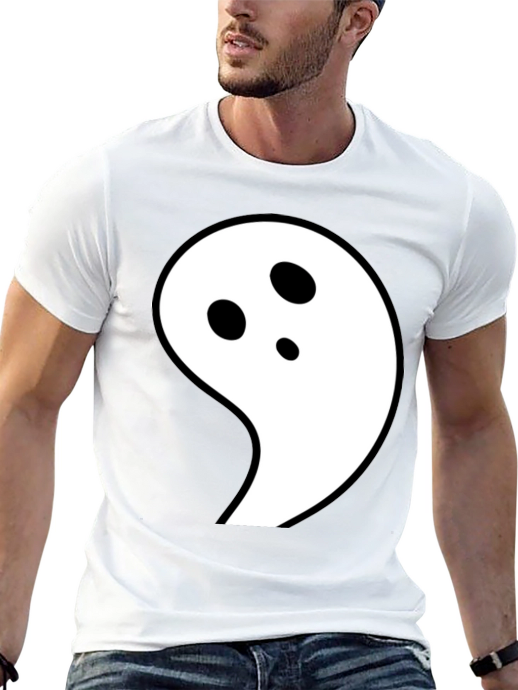 Ghost Graphic Black T-Shirt - Fun Halloween Tee