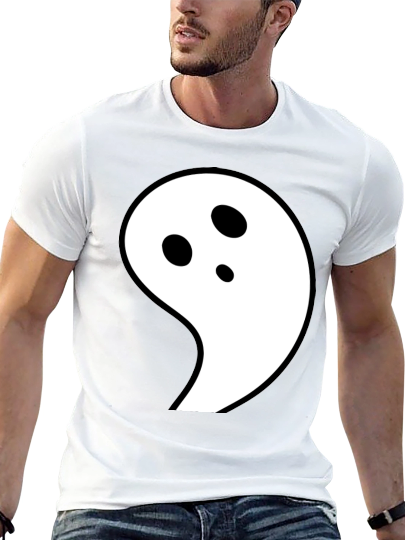 Ghost Graphic Black T-Shirt - Fun Halloween Tee