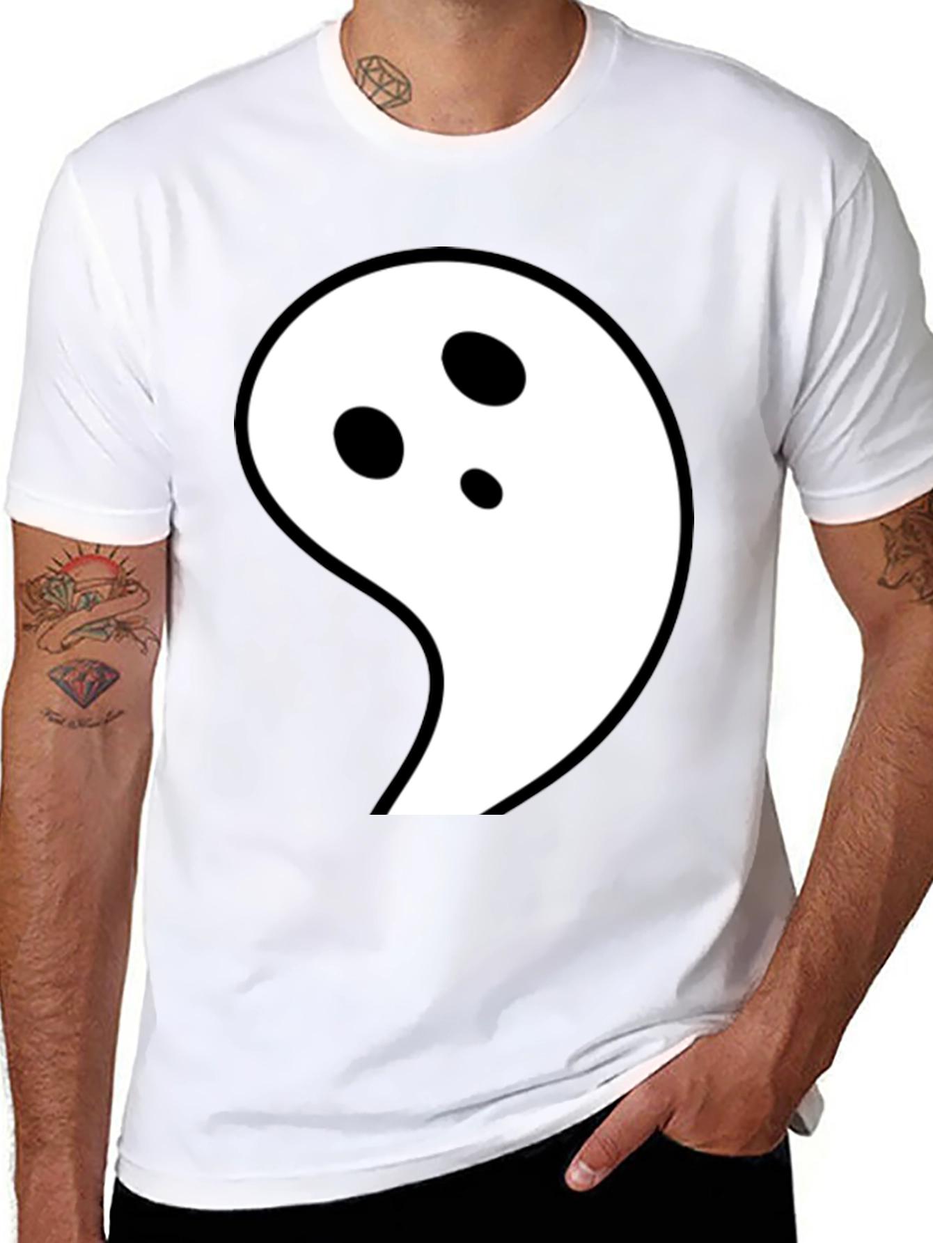 Ghost Graphic Black T-Shirt - Fun Halloween Tee