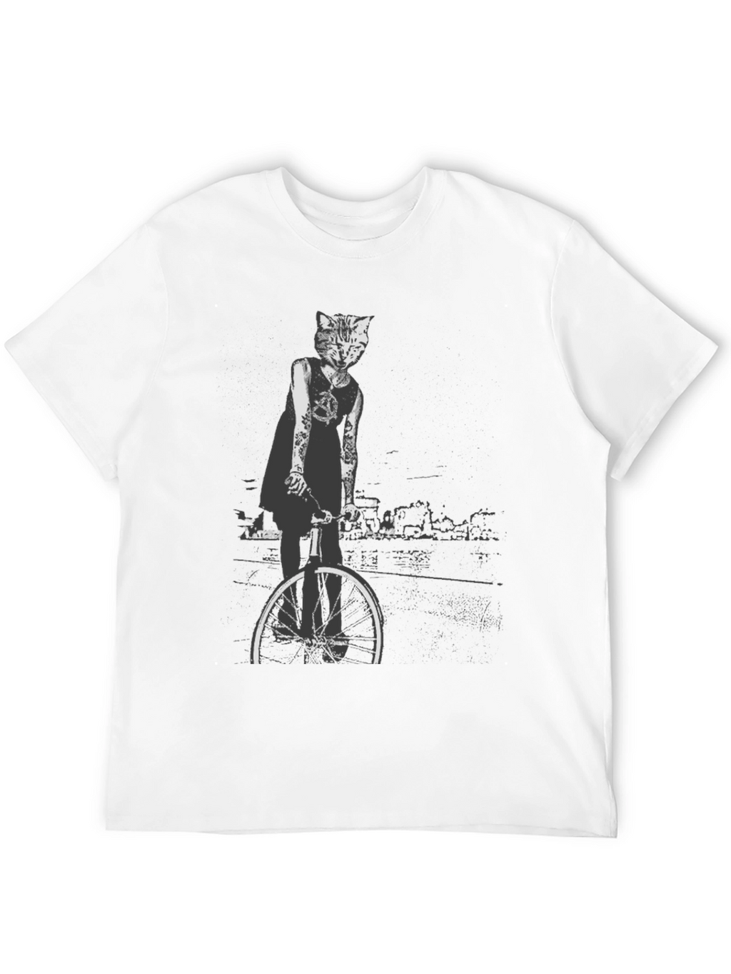 Cool Cat Biker Graphic Tee - Black T-Shirt