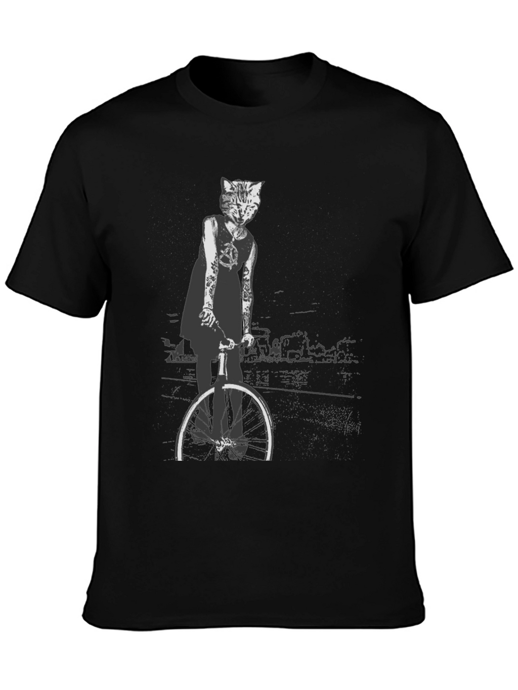 Cool Cat Biker Graphic Tee - Black T-Shirt
