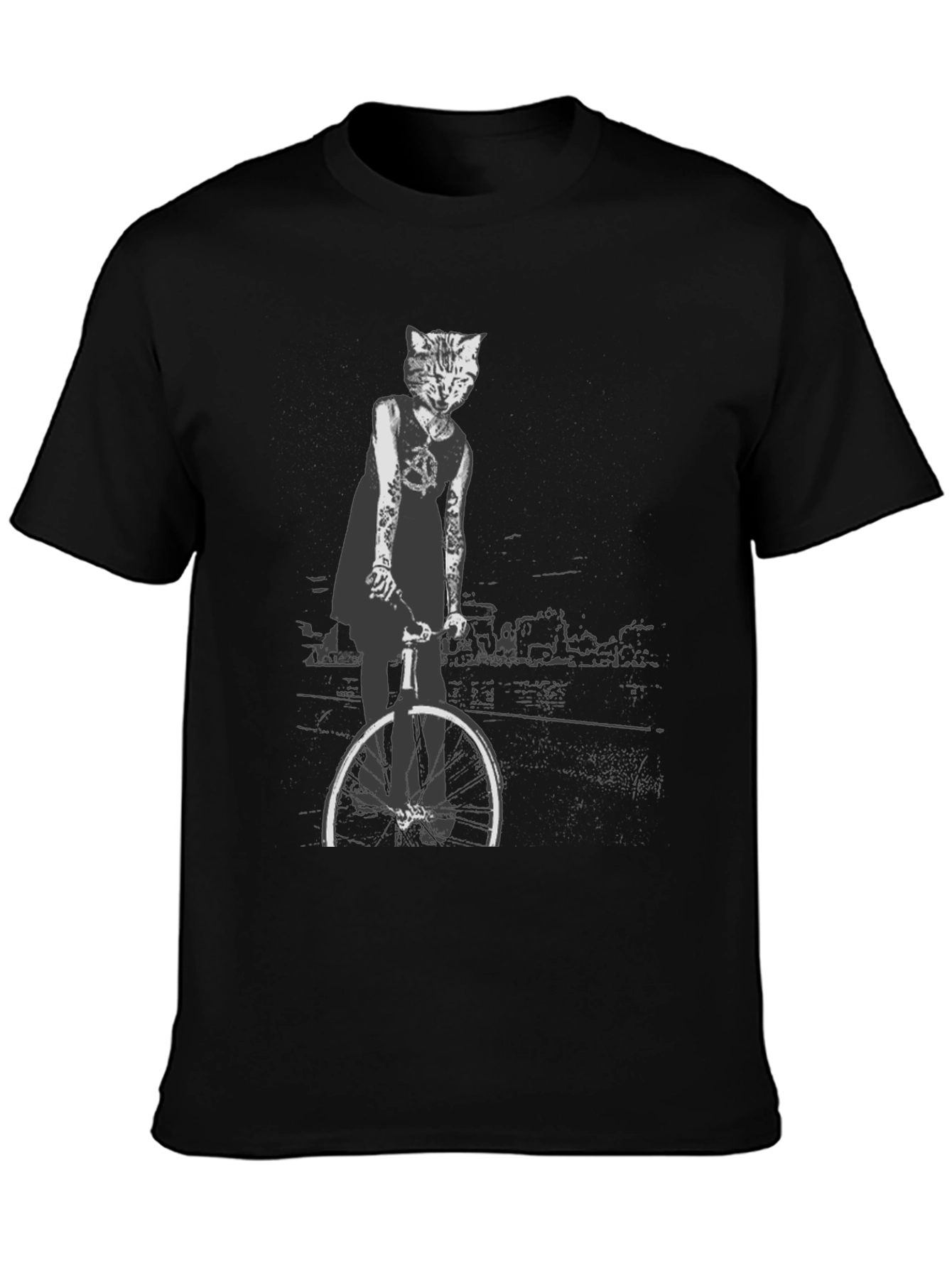 Cool Cat Biker Graphic Tee - Black T-Shirt