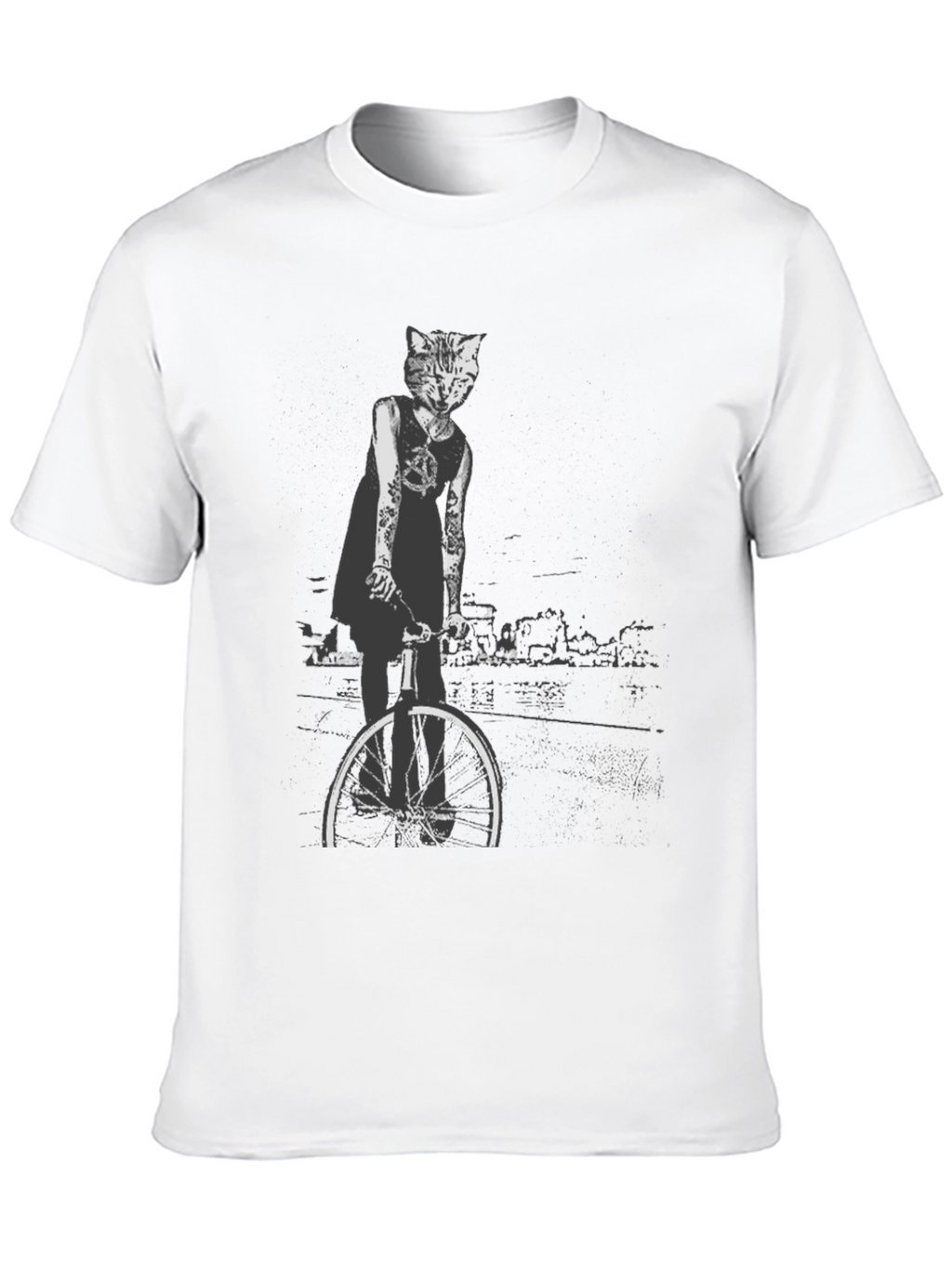 Cool Cat Biker Graphic Tee - Black T-Shirt