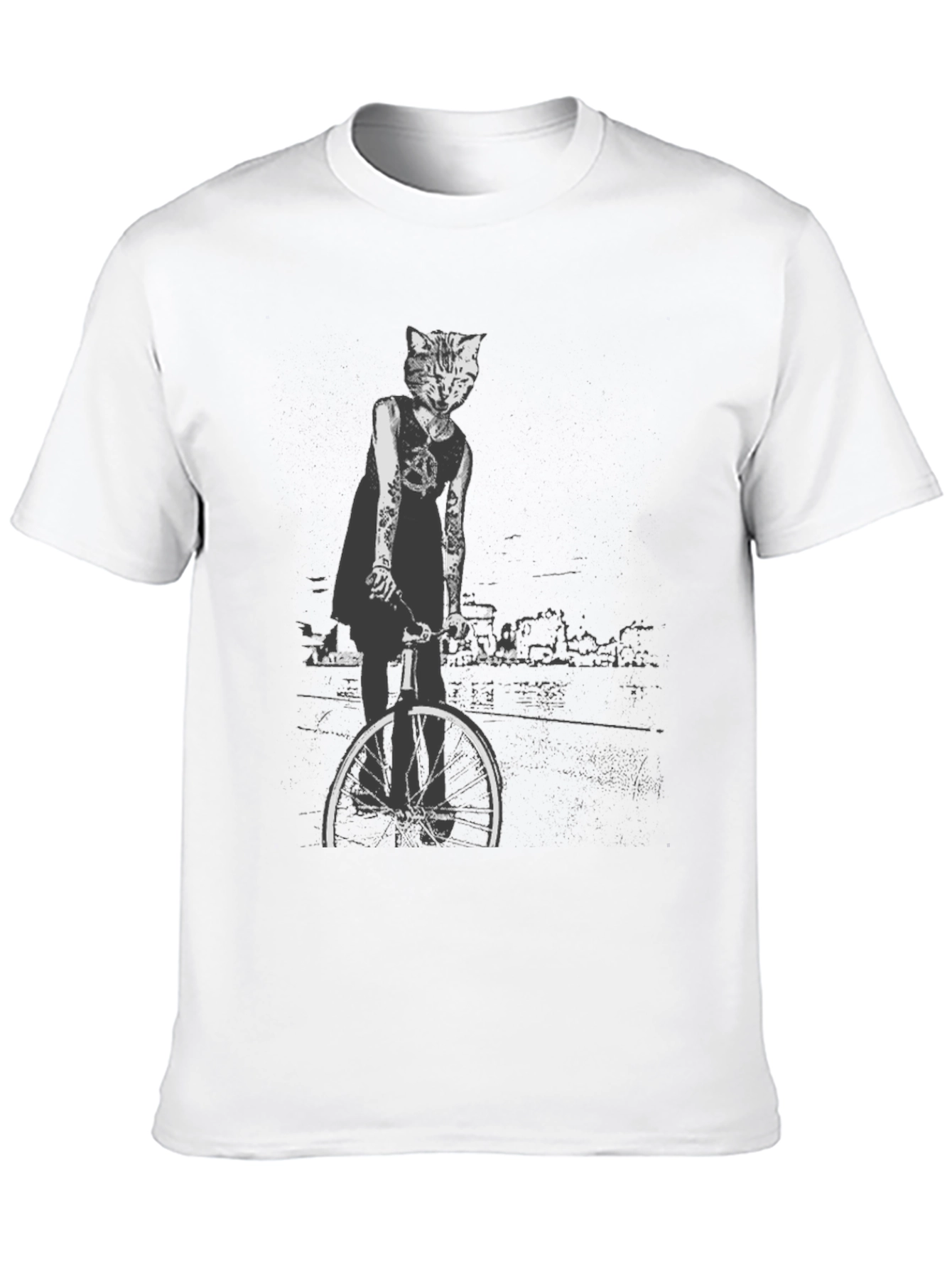 Cool Cat Biker Graphic Tee - Black T-Shirt