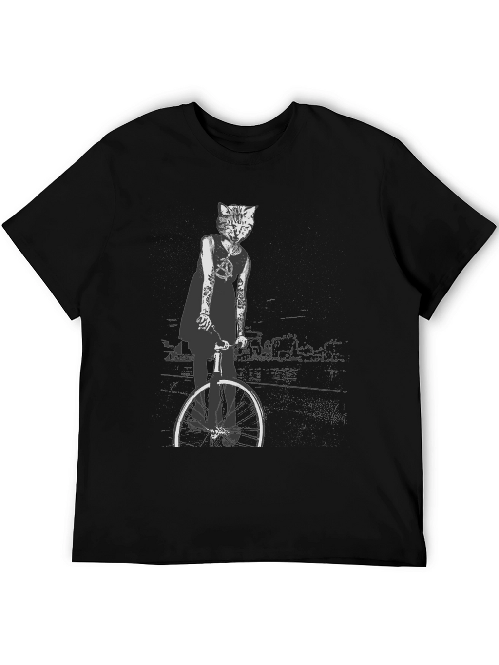 Cool Cat Biker Graphic Tee - Black T-Shirt