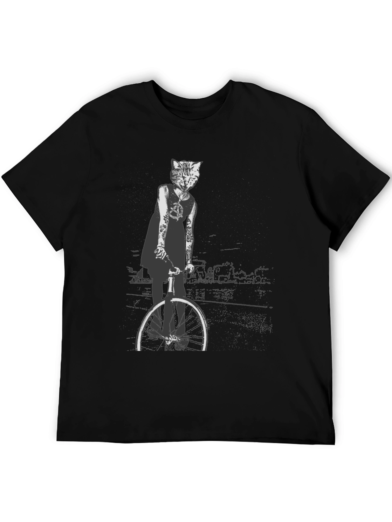 Cool Cat Biker Graphic Tee - Black T-Shirt