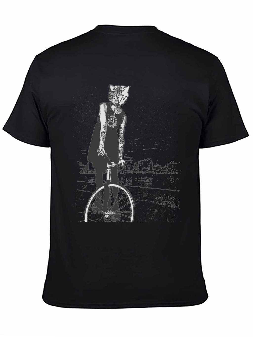 Cool Cat Biker Graphic Tee - Black T-Shirt