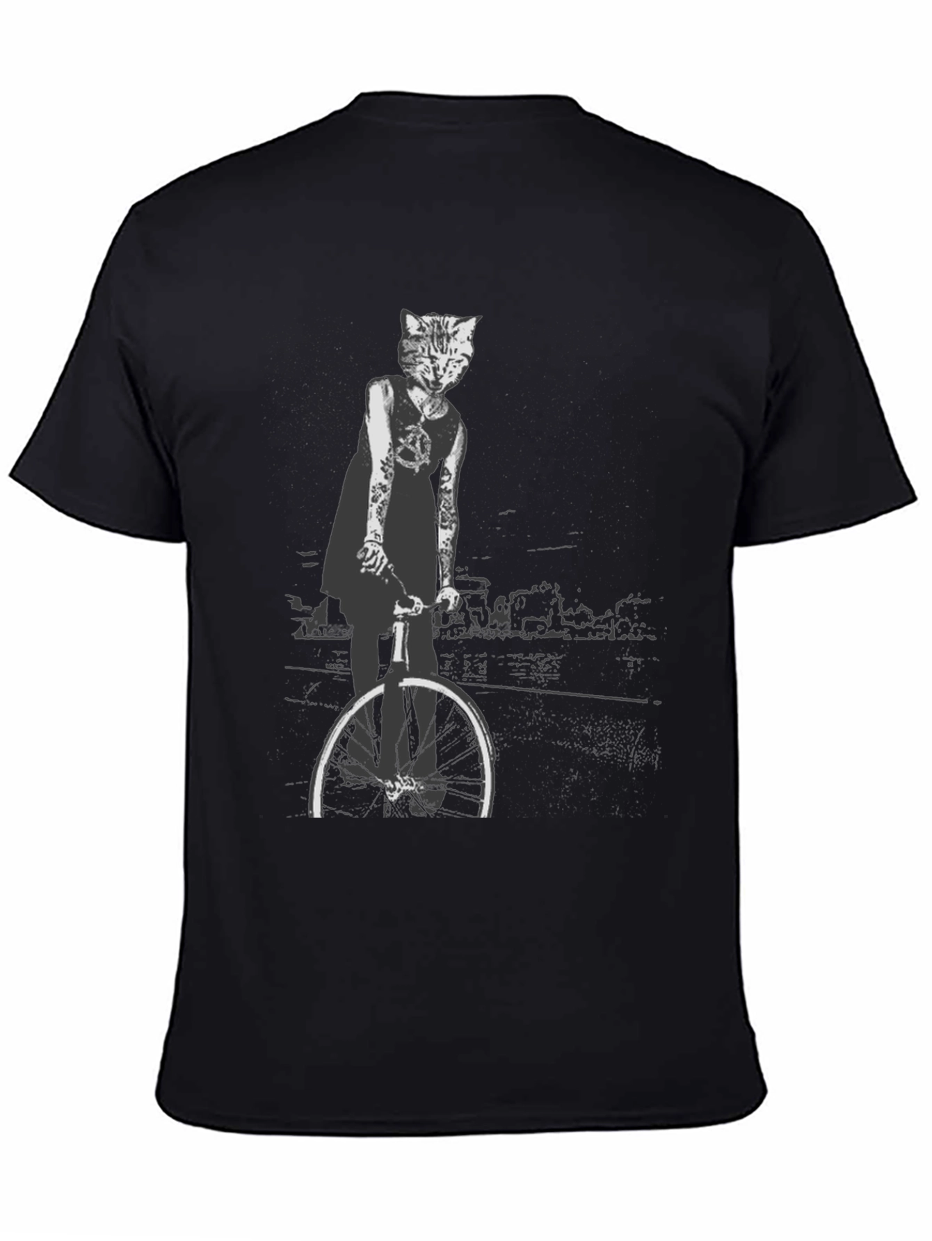 Cool Cat Biker Graphic Tee - Black T-Shirt