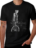 Cool Cat Biker Graphic Tee - Black T-Shirt
