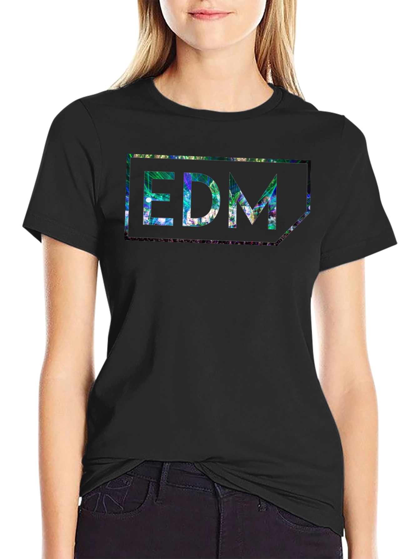 EDM Patterned Black T-Shirt