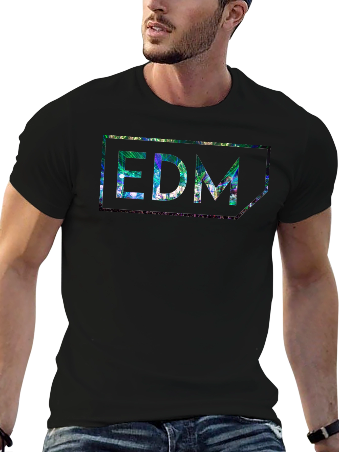 EDM Patterned Black T-Shirt