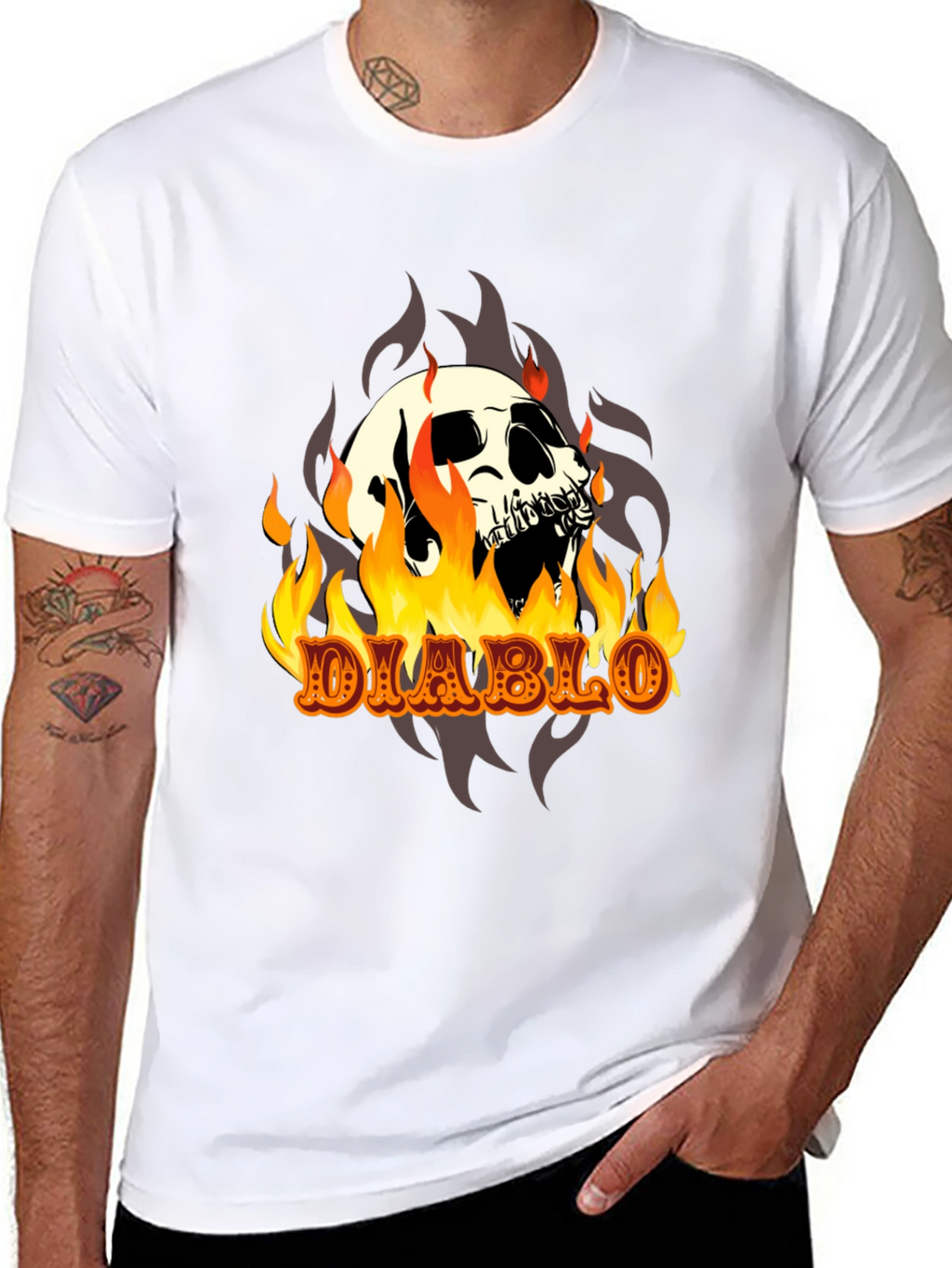 Diablo Skull T-Shirt - Fiery Graphic Tee