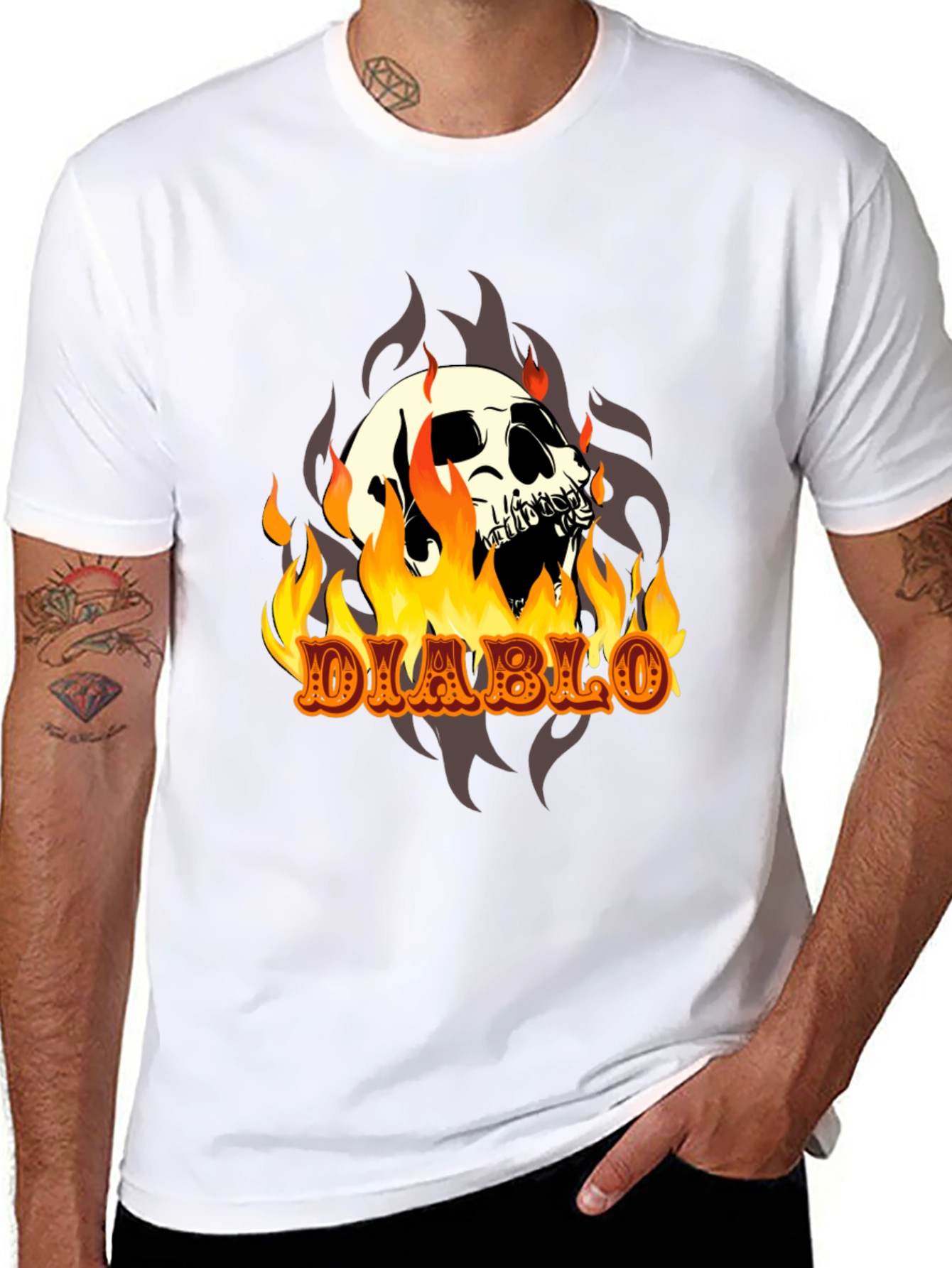 Diablo Skull T-Shirt - Fiery Graphic Tee