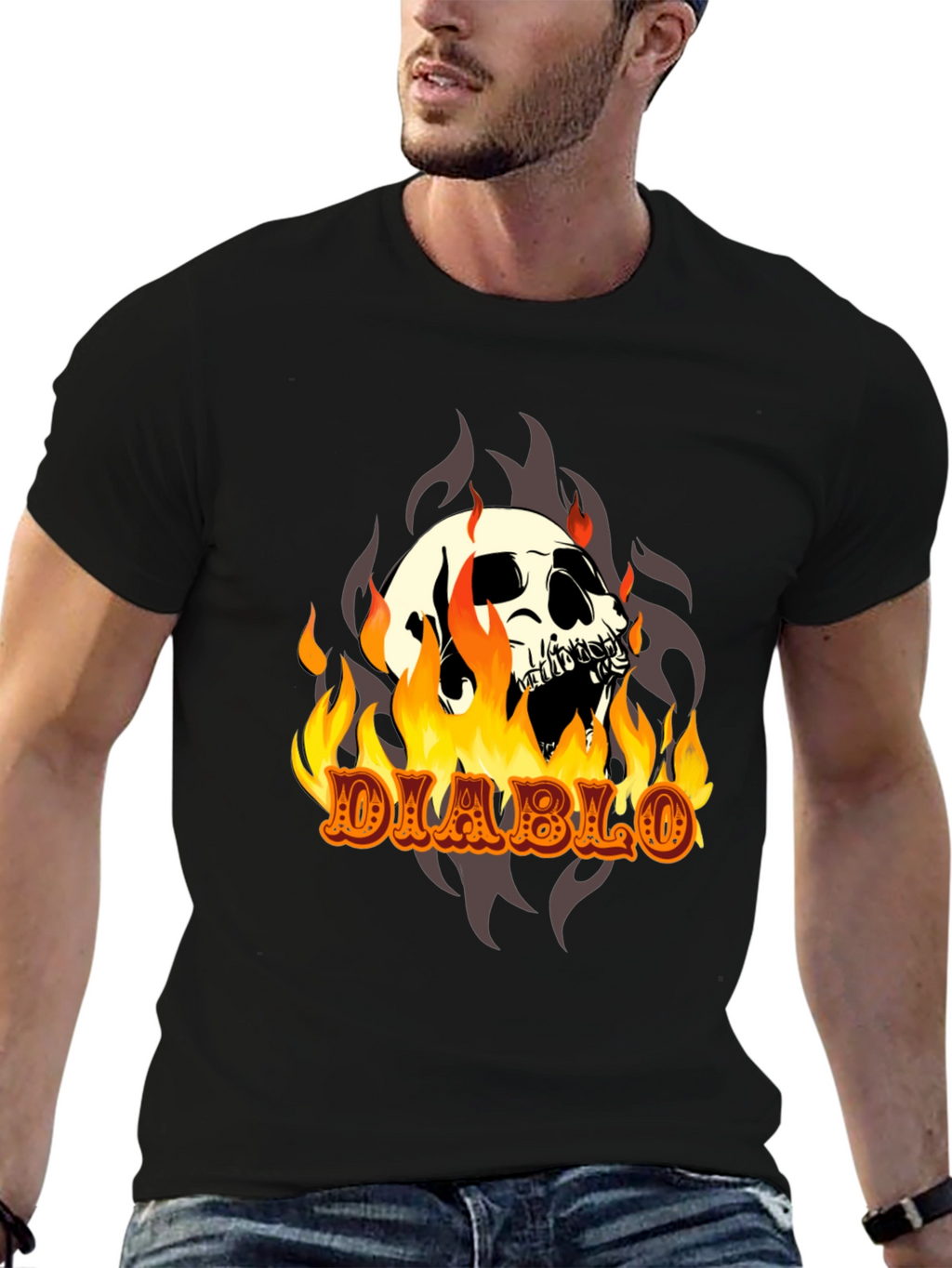 Diablo Skull T-Shirt - Fiery Graphic Tee