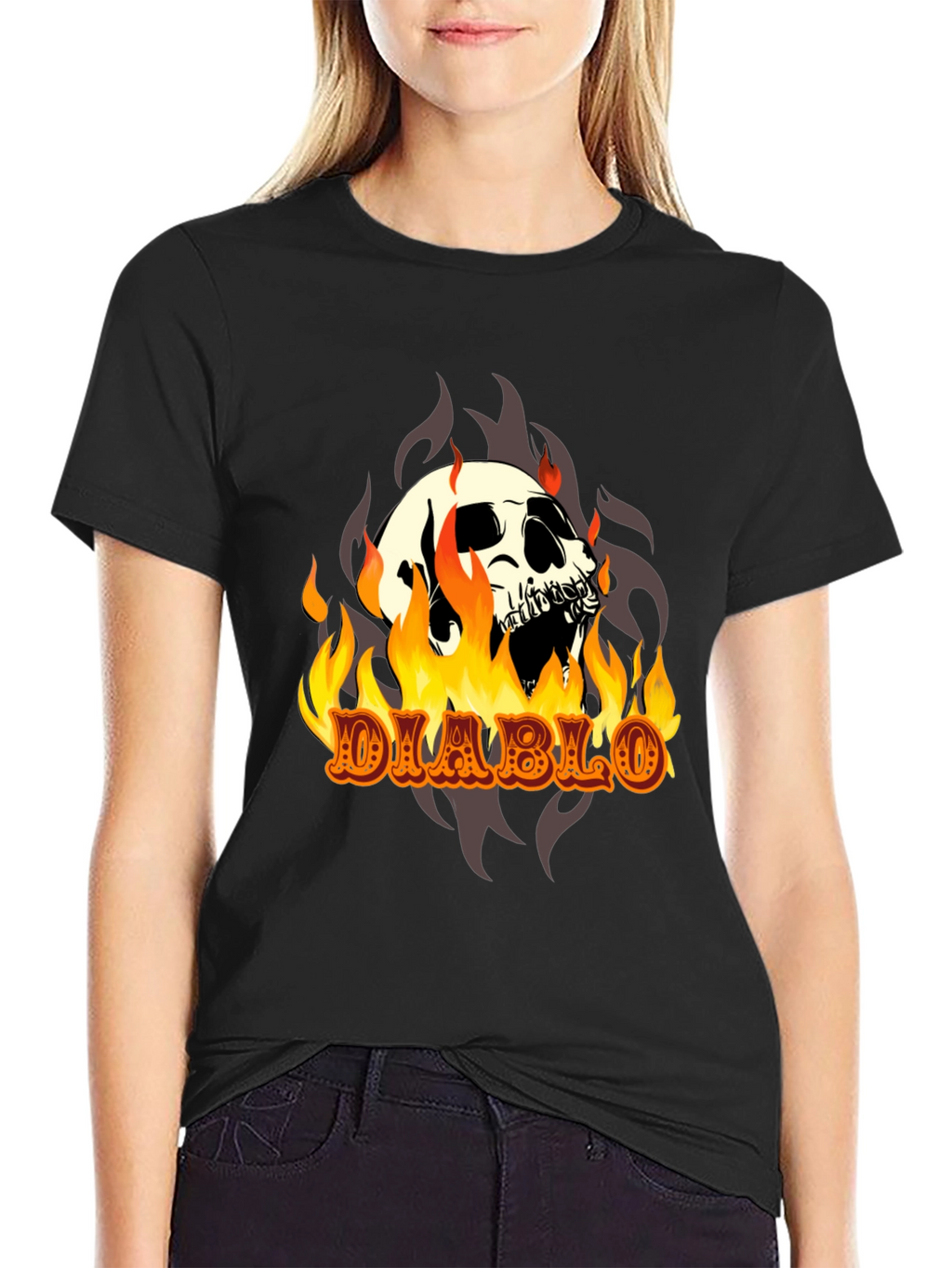 Diablo Skull T-Shirt - Fiery Graphic Tee