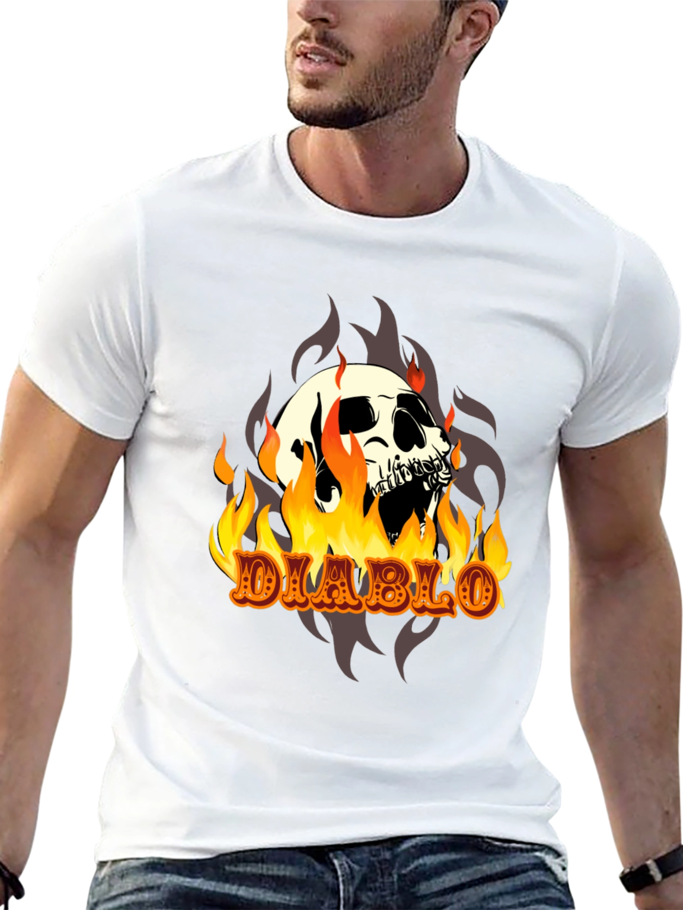 Diablo Skull T-Shirt - Fiery Graphic Tee