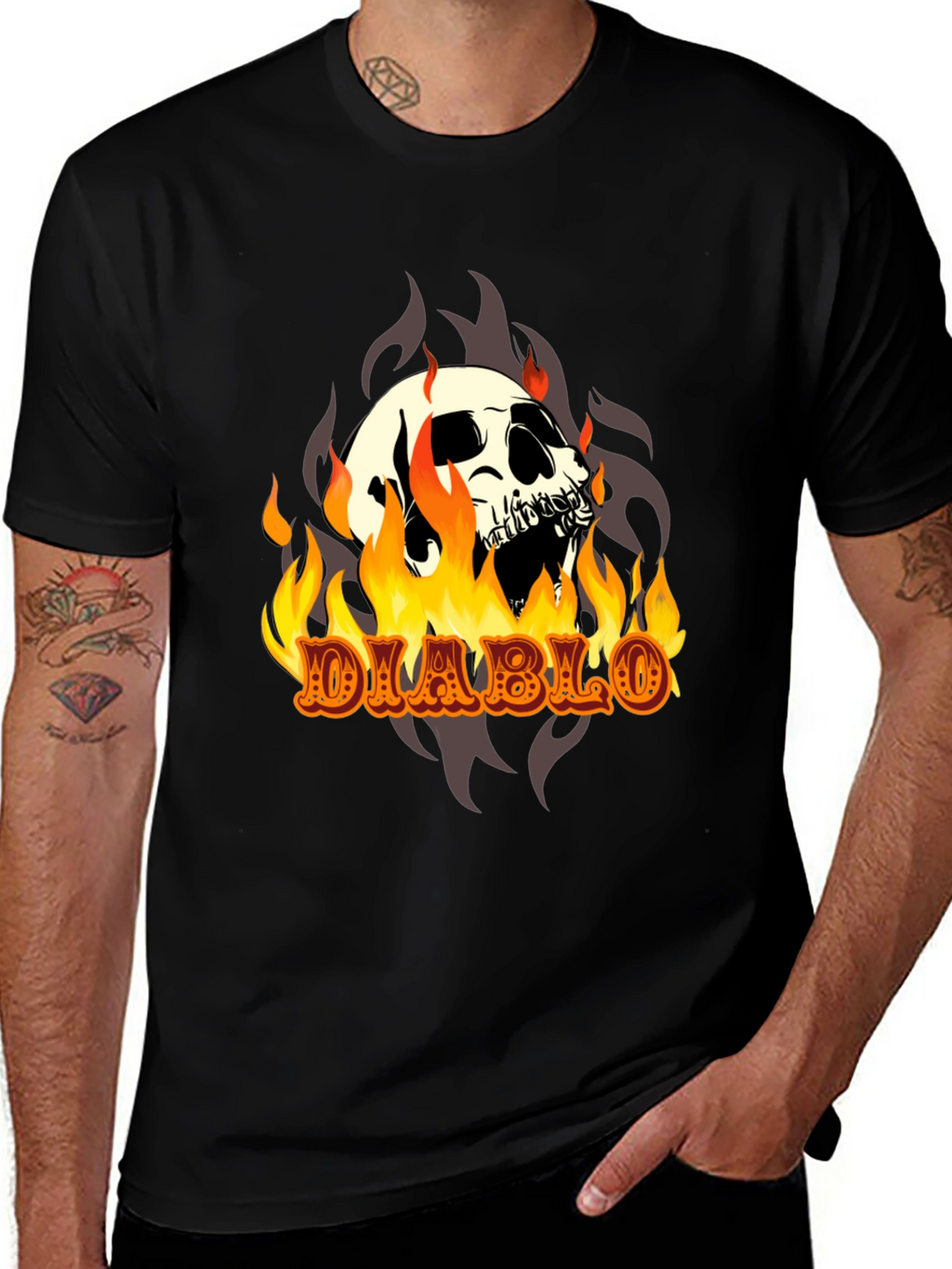 Diablo Skull T-Shirt - Fiery Graphic Tee