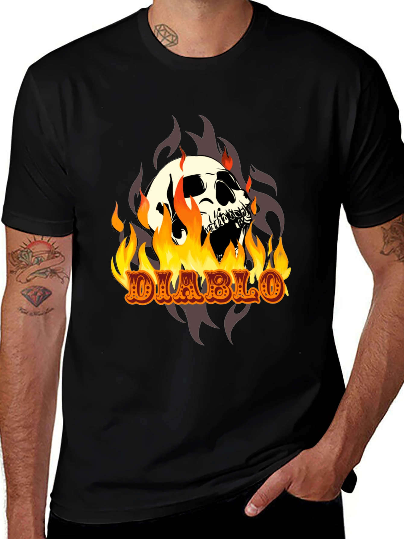 Diablo Skull T-Shirt - Fiery Graphic Tee