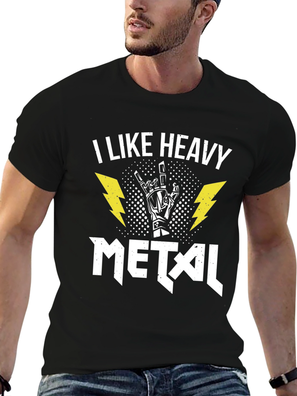 I Like Heavy Metal Black Graphic Tee Shirt