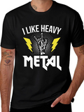 I Like Heavy Metal Black Graphic Tee Shirt