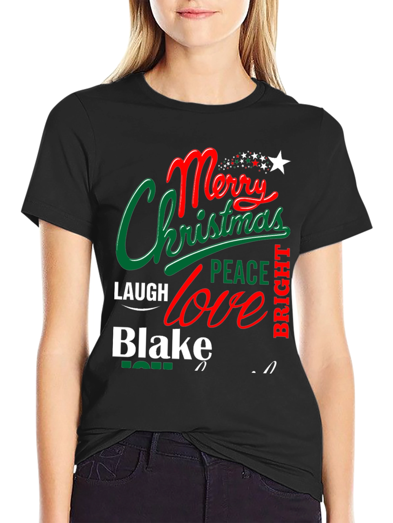 Merry Christmas Tee - Holiday Shirt - Personalized Name