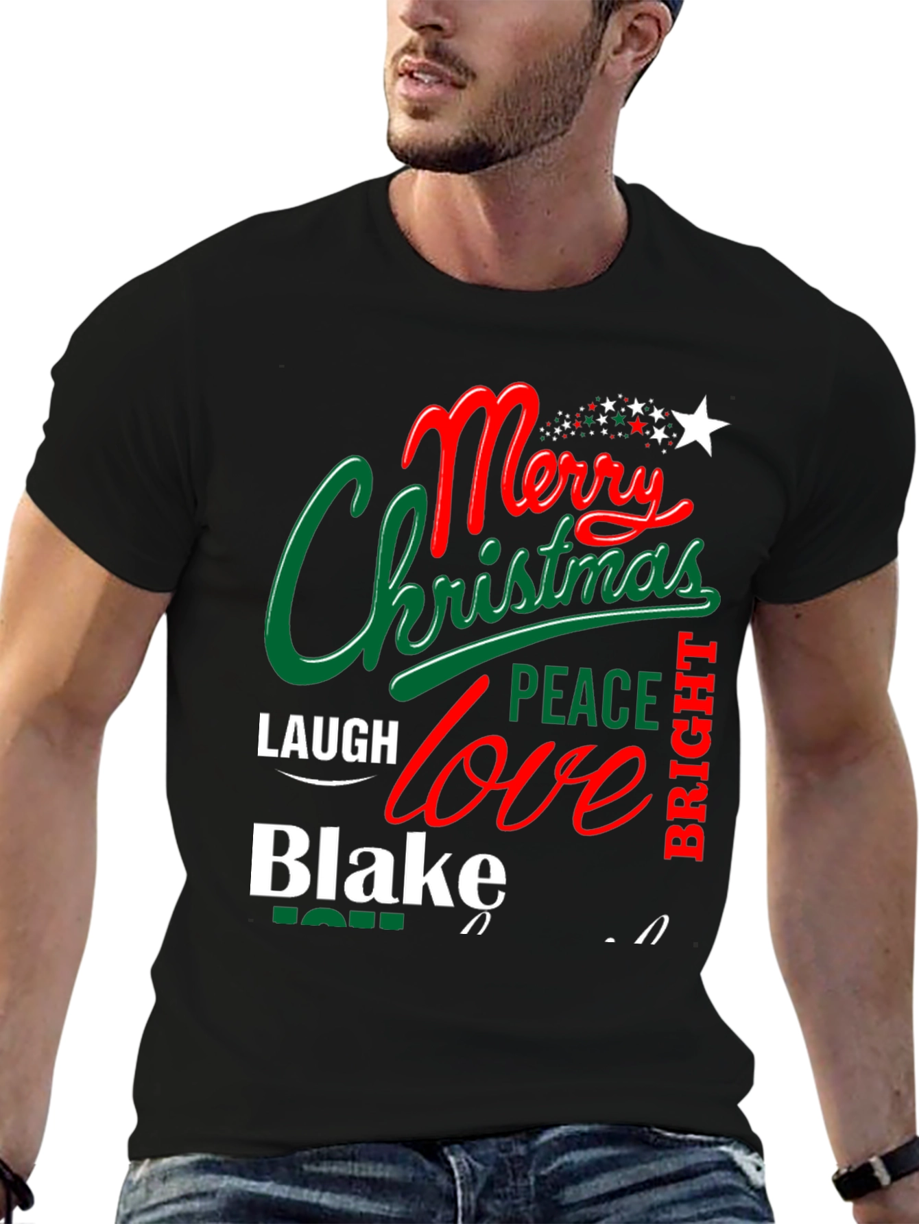 Merry Christmas Tee - Holiday Shirt - Personalized Name